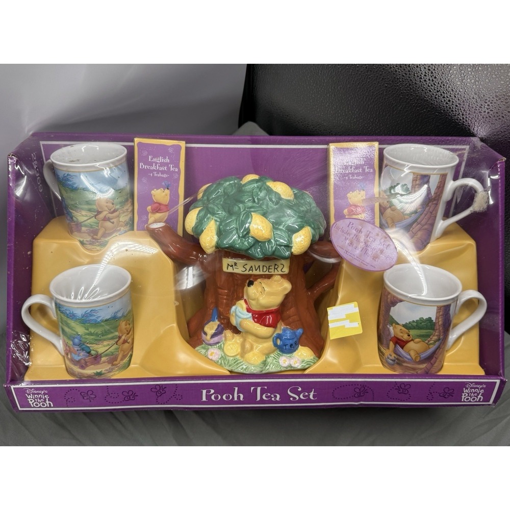 RARE VTG Winnie the Pooh Disney Collectible Teapot Set MR. SANDERZ (Sanders) NEW